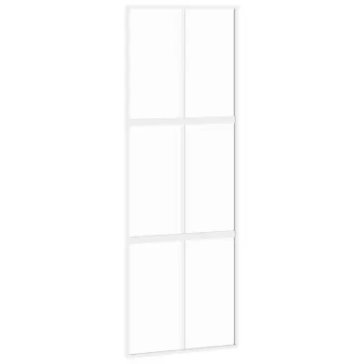 vidaXL Drsna vrata bela 76x205 cm kaljeno steklo in aluminij