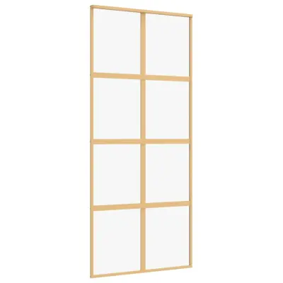 vidaXL Drsna vrata zlata 90x205 cm prozorno ESG steklo in aluminij