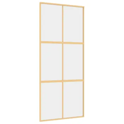 vidaXL Drsna vrata zlata 90x205 cm prozorno ESG steklo in aluminij