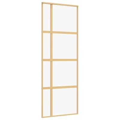 vidaXL Drsna vrata zlata 76x205 cm prozorno ESG steklo in aluminij