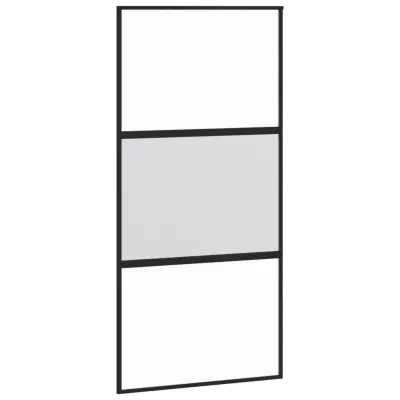 vidaXL Drsna vrata črna 102,5x205 cm kaljeno steklo in aluminij
