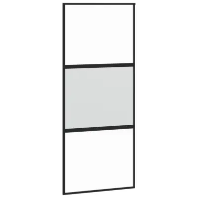 vidaXL Drsna vrata črna 90x205 cm kaljeno steklo in aluminij