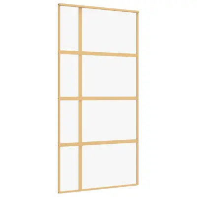 vidaXL Drsna vrata zlata 102,5x205 cm prozorno ESG steklo in aluminij