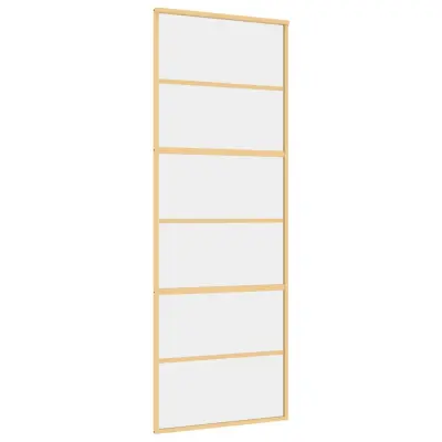 vidaXL Drsna vrata zlata 76x205 cm prozorno ESG steklo in aluminij