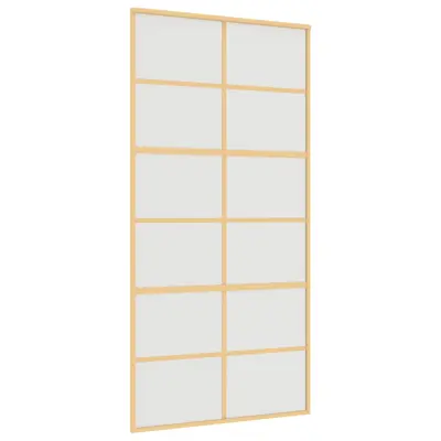 vidaXL Drsna vrata zlata 102,5x205 cm mat ESG steklo in aluminij