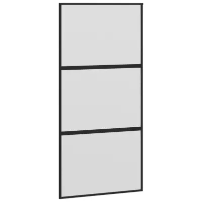 vidaXL Drsna vrata črna 102,5x205 cm kaljeno steklo in aluminij