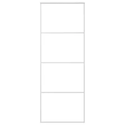 vidaXL Drsna vrata mlečno ESG steklo in aluminij 76x205 cm bela