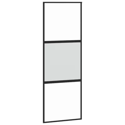 vidaXL Drsna vrata črna 76x205 cm kaljeno steklo in aluminij