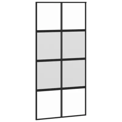 vidaXL Drsna vrata črna 102,5x205 cm kaljeno steklo in aluminij