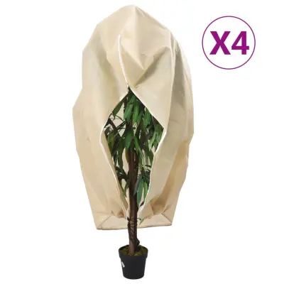 vidaXL Koprena za rastline iz flisa z zadrgo 4 kosi 70 g/m² 1x1,55 m