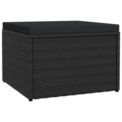 vidaXL Vrtni stolček za noge z blazino črn poli ratan