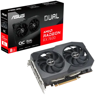 ASUS AMD Radeon RX 7600 V2 OC Edition Dual | 8GB | GDDR6 | PCIe 4.0 | 1x HDMI 2.1 3x DisplayPort 1.4a | Grafična kartica