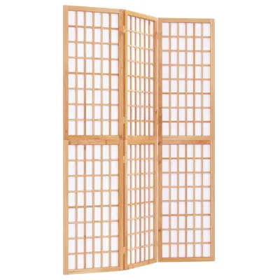 vidaXL Zložljiv 3-delni paravan japonski stil 120x170 cm bele barve