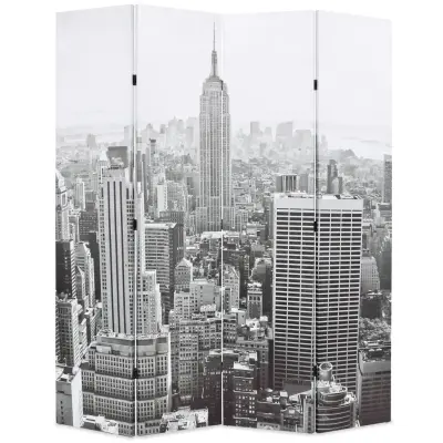 vidaXL Zložljiv paravan 160x170 cm New York podnevi črn in bel