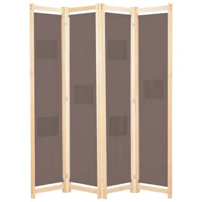 vidaXL Paravan 4-delni 160x170x4 cm rjavo blago