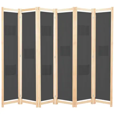 vidaXL Paravan 6-delni 240x170x4 cm sivo blago