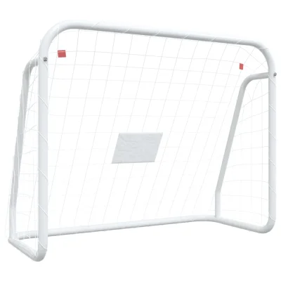 vidaXL Nogometni gol z mrežo bel 125x96x60 cm jeklo in poliester
