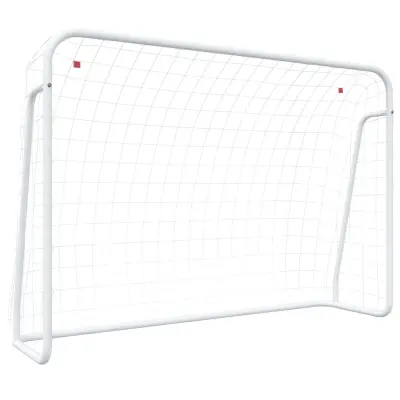 vidaXL Nogometni gol z mrežo bel 214x75x152 cm jeklo in poliester