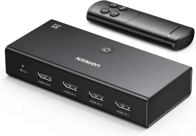 Ugreen HDMI stikalo 4K@60Hz, razdelilnik 3 v 1 s 3D HDR Dolby Atmos podporo