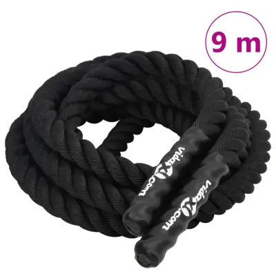vidaXL Bojna vrv črna 9 m 6,8 kg poliester