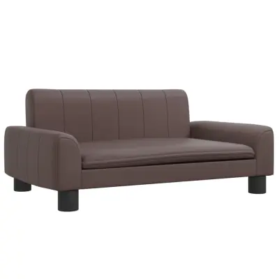 vidaXL Otroški kavč rjav 70x45x30 cm umetno usnje