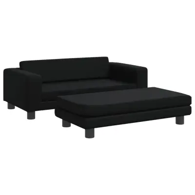 vidaXL Otroški kavč s stolčkom za noge črn 100x50x30 cm umetno usnje