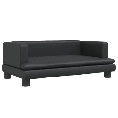 vidaXL Otroški kavč črn 80x45x30 cm umetno usnje