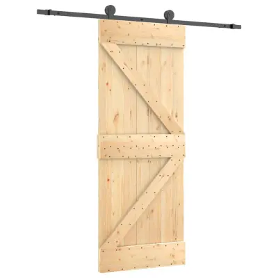 vidaXL Drsna vrata s kompletom vodil 85x210 cm trdna borovina