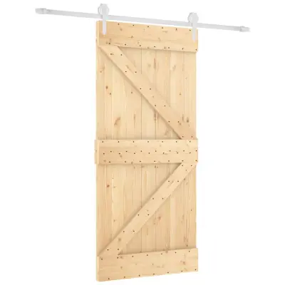 vidaXL Drsna vrata s kompletom vodil 95x210 cm trdna borovina