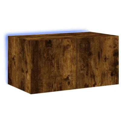vidaXL Stenska TV omarica z LED lučkami dimljeni hrast 60x35x31 cm