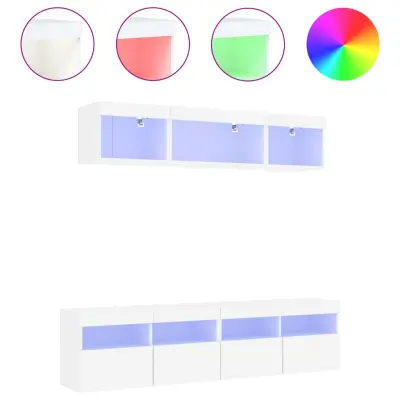 vidaXL Komplet TV omaric LED 5-delni bel inženirski les