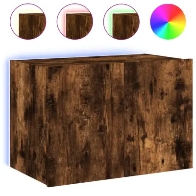 vidaXL Stenska TV omarica z LED lučkami dimljeni hrast 60x35x41 cm