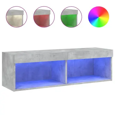 vidaXL TV omarica z LED lučkami betonsko siva 100x30x30 cm