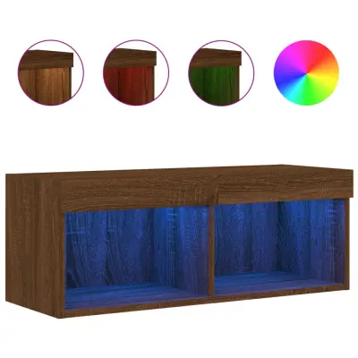 vidaXL TV omarica z LED lučkami rjavi hrast 80x30x30 cm