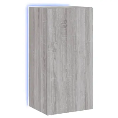 vidaXL Stenska TV omarica z LED lučkami siva sonoma 40,5x35x80 cm