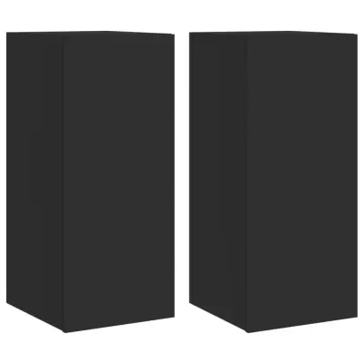 vidaXL Stenske TV omarice z LED lučkami 2 kosa črna 30,5x35x70 cm
