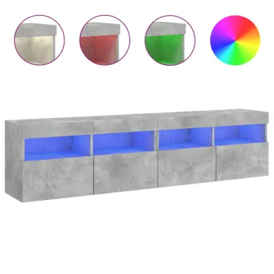 vidaXL Stenske TV omarice z LED 2 kosa betonsko siva 80x30x40 cm
