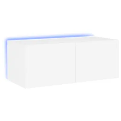 vidaXL Stenska TV omarica z LED lučkami bela 80x35x31 cm