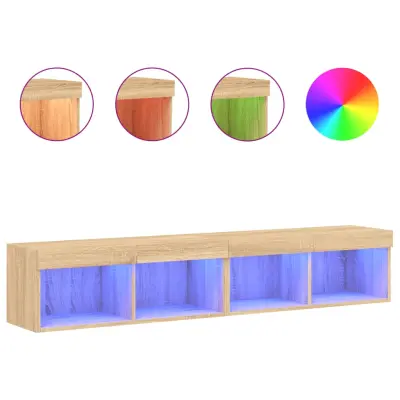 vidaXL TV omarica z LED lučkami 2 kosa sonoma hrast 80x30x30 cm