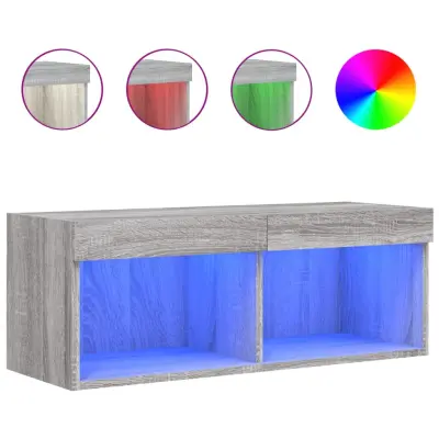 vidaXL TV omarica z LED lučmi siva sonoma 80x30x30 cm