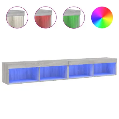 vidaXL TV omarica z LED lučkami 2 kosa siva sonoma 100x30x30 cm