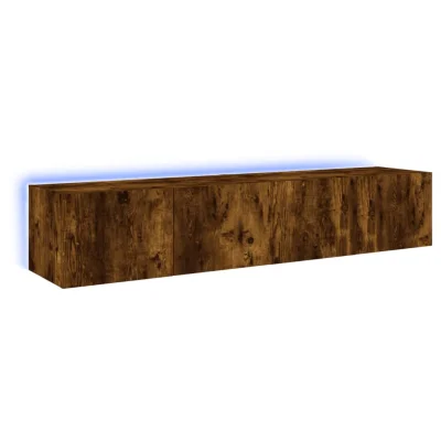 vidaXL Stenske TV omarice z LED 2 kosa dimljeni hrast 80x35x31 cm