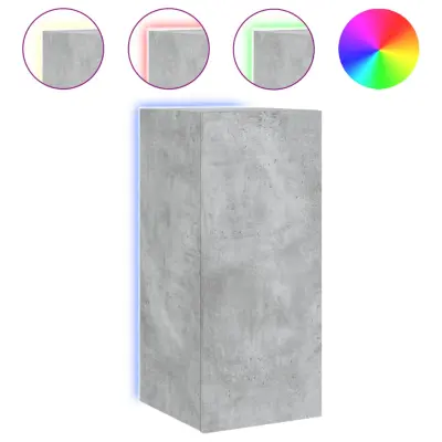 vidaXL Stenska TV omarica z LED lučkami betonsko siva 30,5x35x70 cm