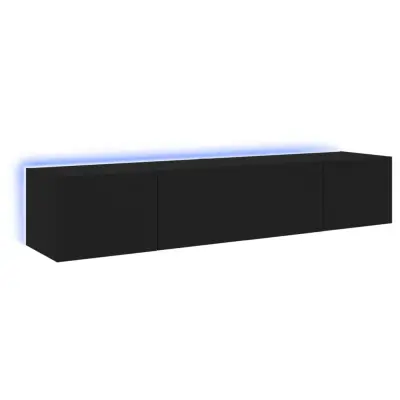 vidaXL Stenske TV omarice z LED lučkami 2 kosa črna 80x35x31 cm