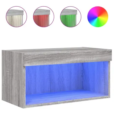 vidaXL TV omarica z LED lučmi siva sonoma 60x30x30 cm
