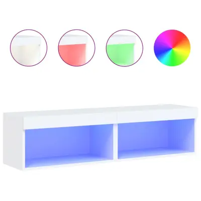 vidaXL TV omarice z LED lučmi 2 kosa bela 60x30x30 cm