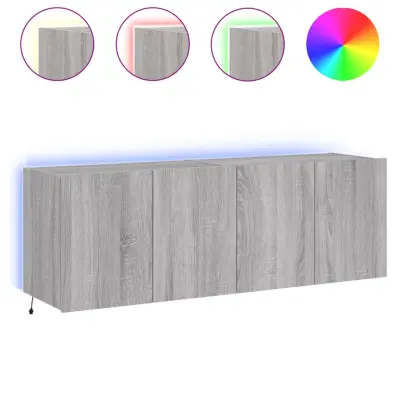 vidaXL Stenske TV omarice z LED 2 kosa siva sonoma 60x35x41 cm