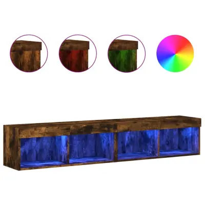 vidaXL TV omarica z LED lučkami 2 kosa dimljeni hrast 80x30x30 cm