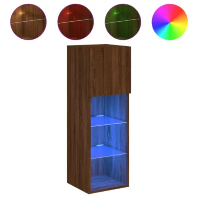 vidaXL TV omarica z LED lučkami rjav hrast 30,5x30x90 cm