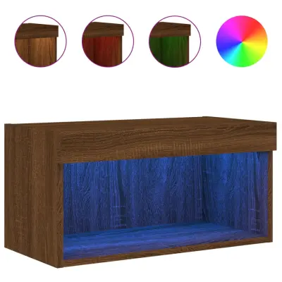 vidaXL TV omarica z LED lučkami rjavi hrast 60x30x30 cm